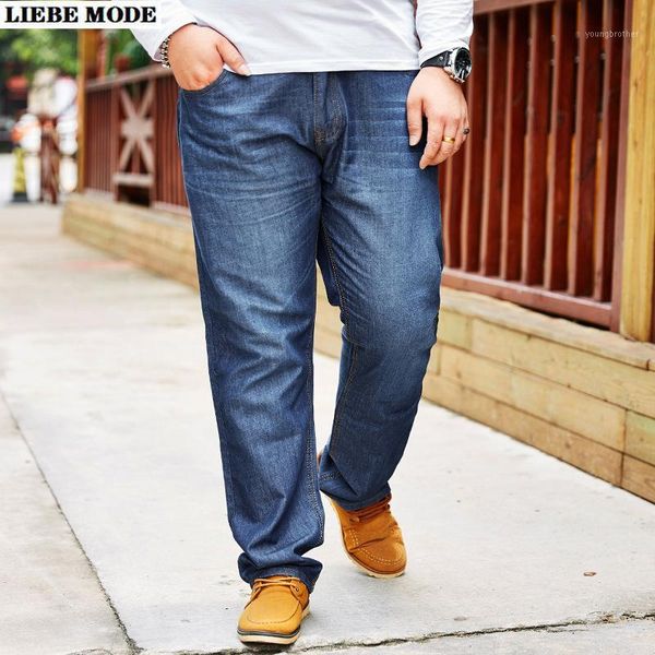 

men's jeans oversize loose pants men spring summer straight leg blue jean homme streetwear plus size mens palazzo denim trousers 28-481