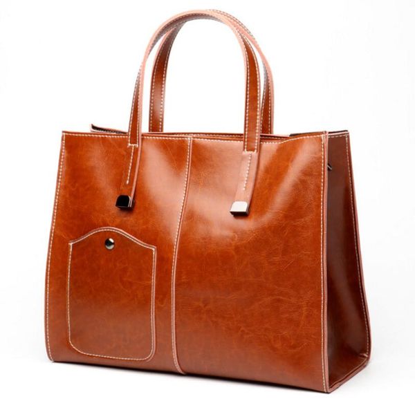 

fashion design genuine leather women's popular handbag vintage large capacity shoulder bag simple female bag pian889w