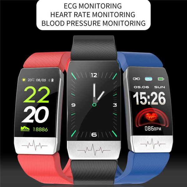 

men's women's wristband t1s, intelligent sports watch with heart rate monitor, ecg, temperature and music contr