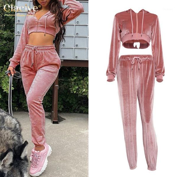 

clacive winter tracksuit suit casual long sleeve hoodies jogger pants set fashion sport warm pocket two piece outfits1, Gray