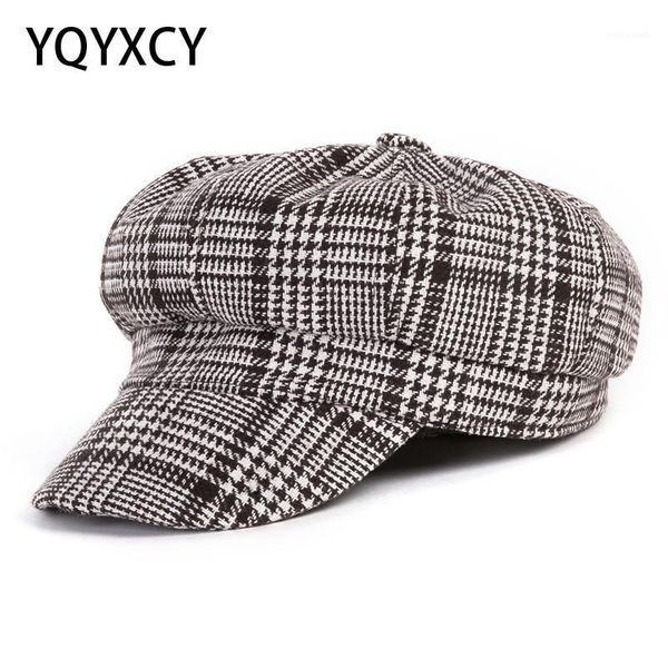 

stingy brim hats women sboy cap autumn winter black white felt for vintage thick octagonal female casual boina1, Blue;gray