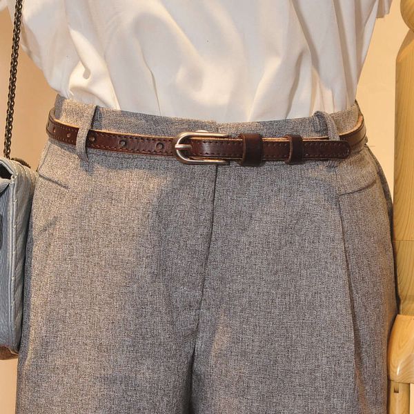 

soft women's belt small decoration simple versatile jeans pure head leather, Black;brown