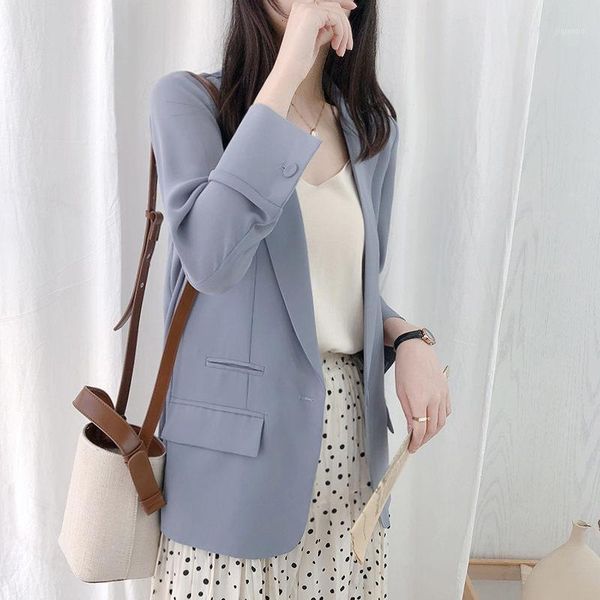 

women's suits & blazers summer thin suit shirt jacket korean version temperament nine point sleeve one button versatile loose chiffon b, White;black