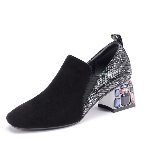 

pumps 2021 female plus size suede + on relief british-style sheep women shoes c2jx, Black