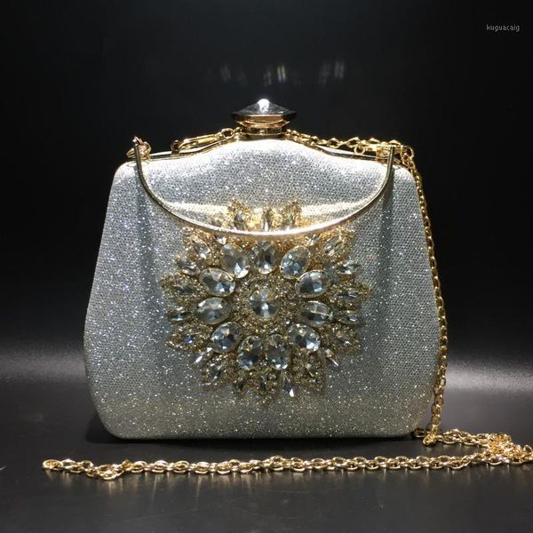 

evening bags women diamond bag female sunflower banquet handbag girls bridal clutch pu leather chain small square wallet1