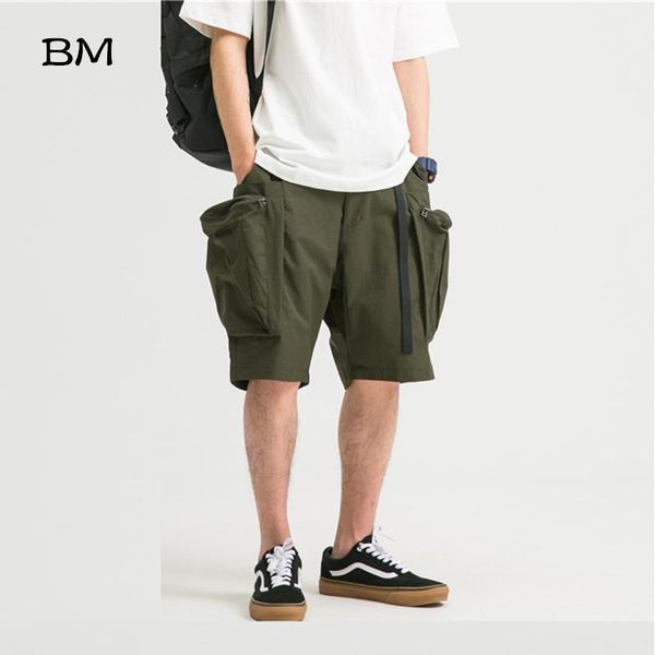 

streetwear loose plus size casual shorts 5xl hip hop harajuku big pocket shorts for men korean clothing cotton cargo male1, White;black