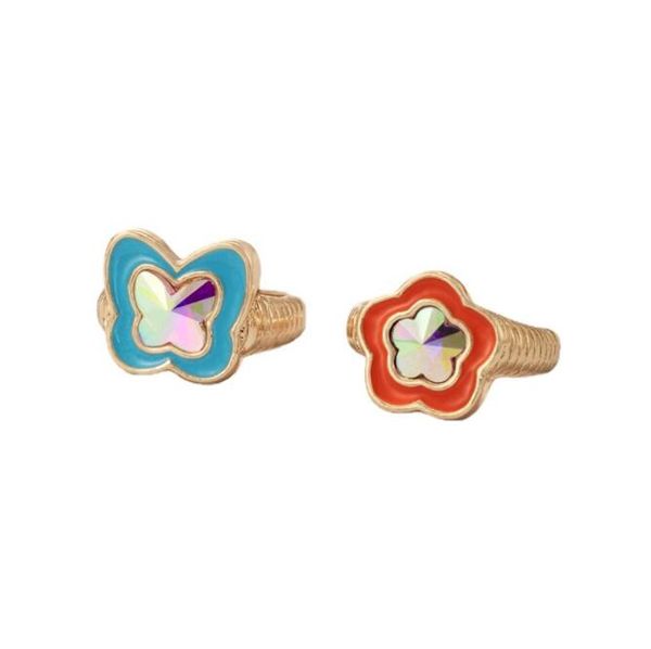 

magic laser diamond ring set for women 2pcs finger rings jewelry gift, Golden;silver