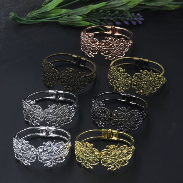 

bangle wholesale mixed color filigree adjustable and bracelets blank base diy jewelry finding settings, Black