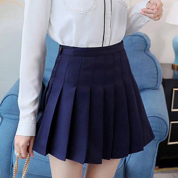 

girls high waist mini skirt slim waist casual tennis uniform skirt fashion school1, Black