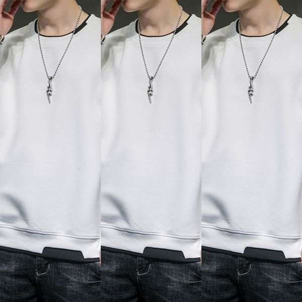 

droxd spring and autumn men's fashion brand clothes loose long sleeve base sweater shirt round neck korean style sports leisure swea, Black