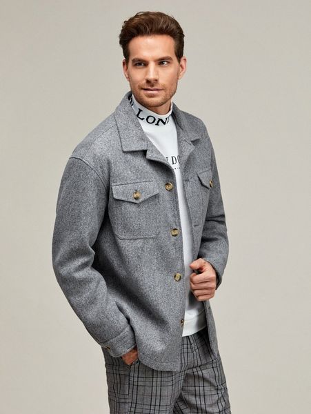 

men lapel collar flap pocket overcoat z2tt#, Black;brown