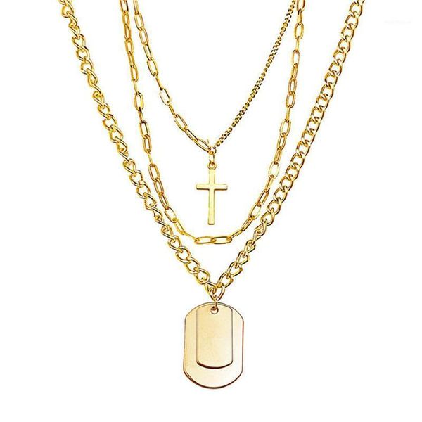 

chokers vintage multi layered women's necklaces cross gold color bohemia fashion long pendant necklace 2021 jewelry1, Golden;silver