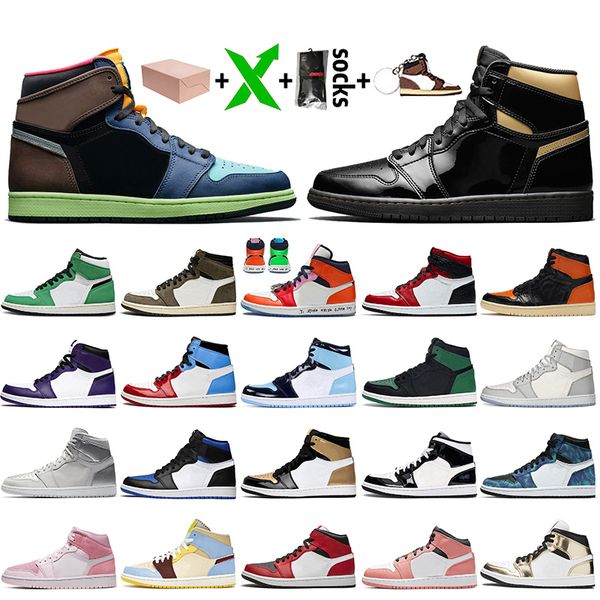 

selling jumpman 1 high og bio hack black gold women mens basketball shoes 1s satinjordanretro melody fearless dio sneakers, White;red