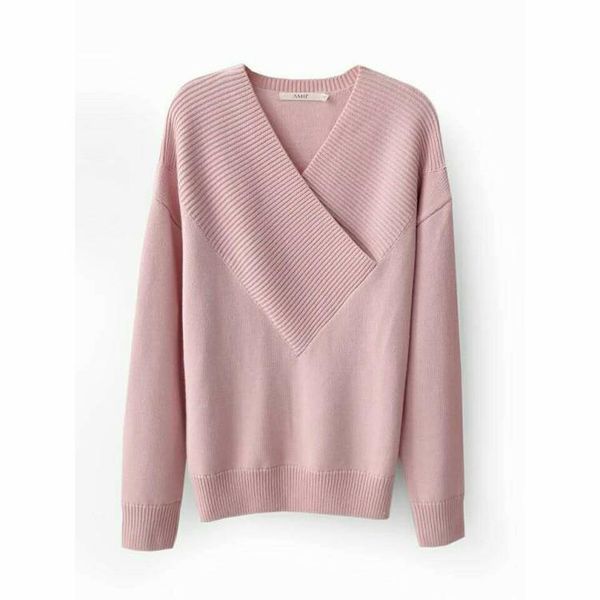 

europe and american style winter2020 solid v-neck office lady woman sweater fashion pullover long sleeve female sweater, White;black