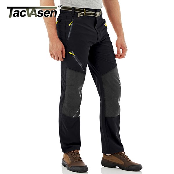 

tacvasen summer lightweight quick dry trousers men rip-smulti-pockets tactical military trousers elastic straight hike pants lj201104, Black