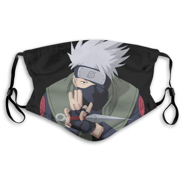 

kakashi hatake naruto 3d print face mask mens women kids sun protection windproof dustproof filter face mask headband black