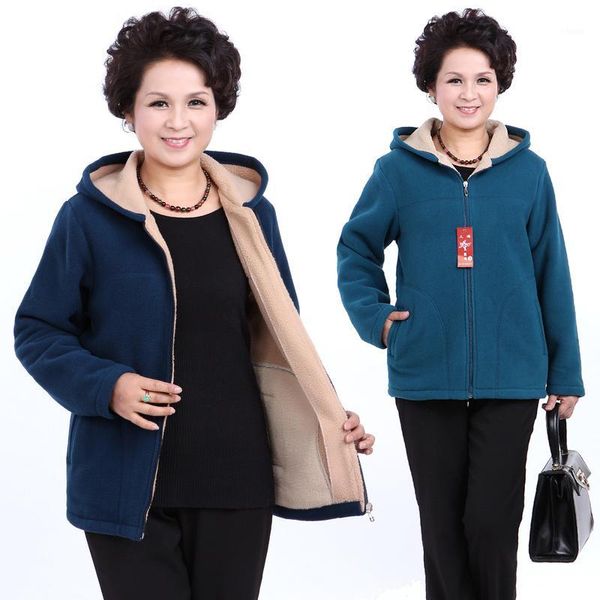 

winter middle aged womens hooded imitation lambs fleece jacket ladies warm soft velevt coat mother overcoats plus size outwear 11, Black;brown