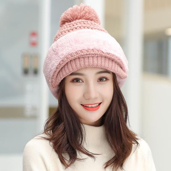

beanie/skull caps 2021 women's knitted hat scarf neck warmer winter hats for men women skullies beanies warm fleece cap 5 colors, Blue;gray