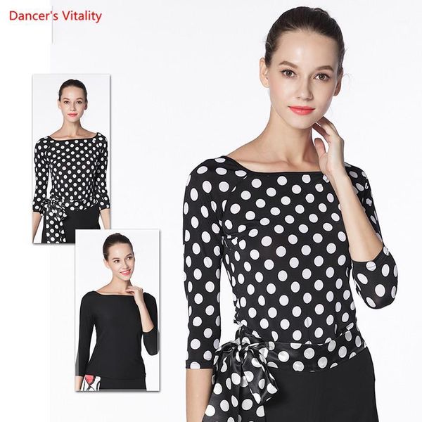 

stage wear ballroom dance practice costumes women half sleeves clothes lady's latin waltz competiton costumes1, Black;red