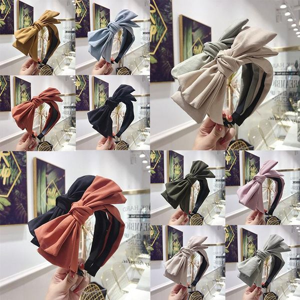 

solid color big bowknot toothed headband stretch turban women non-slip head hoop bow knotted hairband female hair accessories q bbyugk