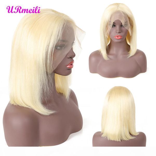 

short bob lace front human hair wigs for women pre plucked full lace human hair wigs t1b27 613 blonde human hair ombre wigs, Black;brown