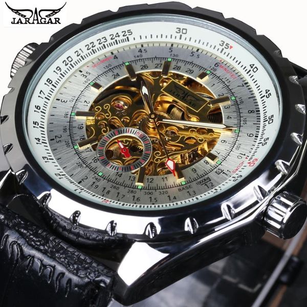 

wristwatches jaragar 2021 men's skeleton wristwatch stainless steel antique steampunk casual automatic mechanical watches male, Slivery;brown