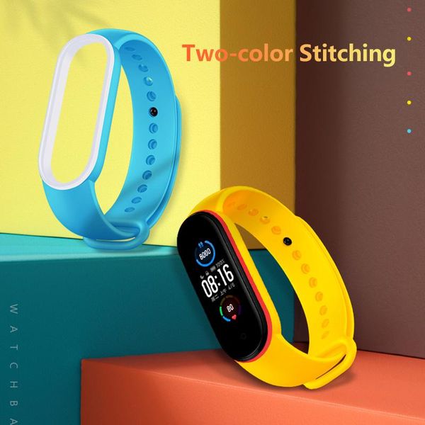

для браслета xiaomi 5 sile два цветных ремешка для запястья для xiaomi mi band 5 аксессуары замените браслет для xiaomi mi band5 sqcrtn