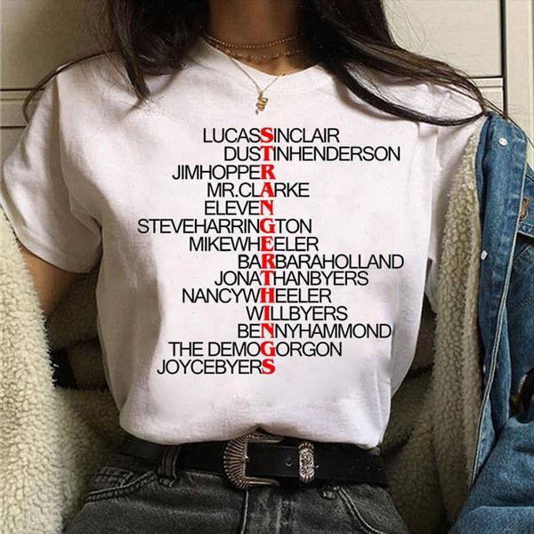 

stranger things t shirt new fashion women tshirt upside down eleven graphic t shirt female harajuku tees funny clothing, White