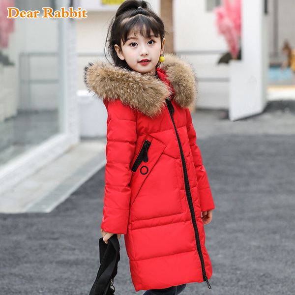 

-30 degrees girls clothing warm down jacket for girl clothes 2020 winter thicken parka real fur hooded children outerwear coats lj201017, Blue;gray