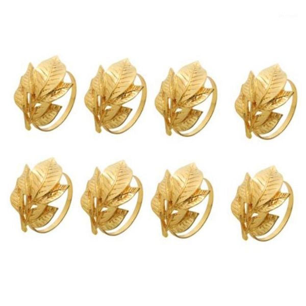 

8pcs/set gold leaf napkin rings for wedding party napkin holder metal circ buckle holiday table decoration gift1