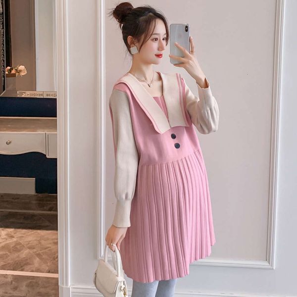 

2021 spring autumn winter sweater pregnant women mid length lactation drs, White