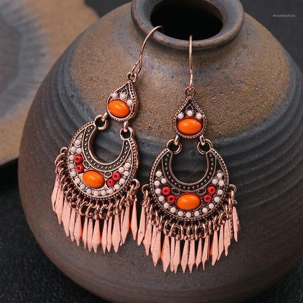 

ethnic alloy tassel earrings flower boho jewelry for women retro carved dangle earrings bijoux1, Silver