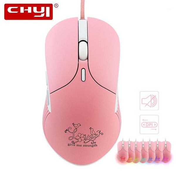 

silent mouse 3200 dpi gaming mouse with 7 color backlit wired optical pink game mice for computer pc lapgamer new1