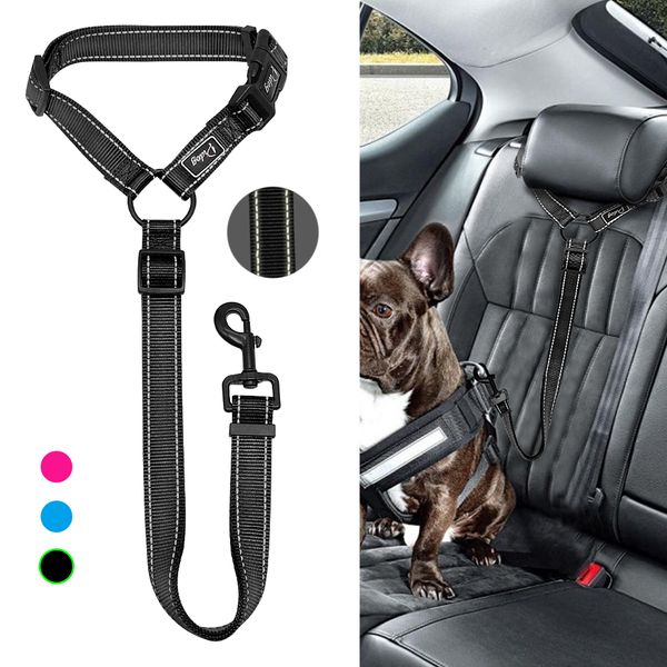 

adjustable nylon cat and dog belt, car belt collar, three color seat belt