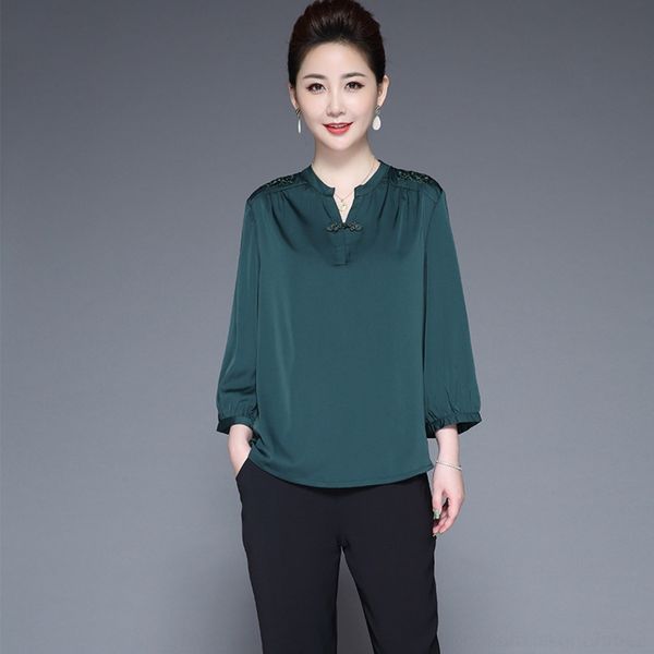 

gqg5a hengyuanxiang средней матери и пожилые люди в возрасте одежда лето шелковых шелковиц одежда лето футболка для женщин женского т- средн, White