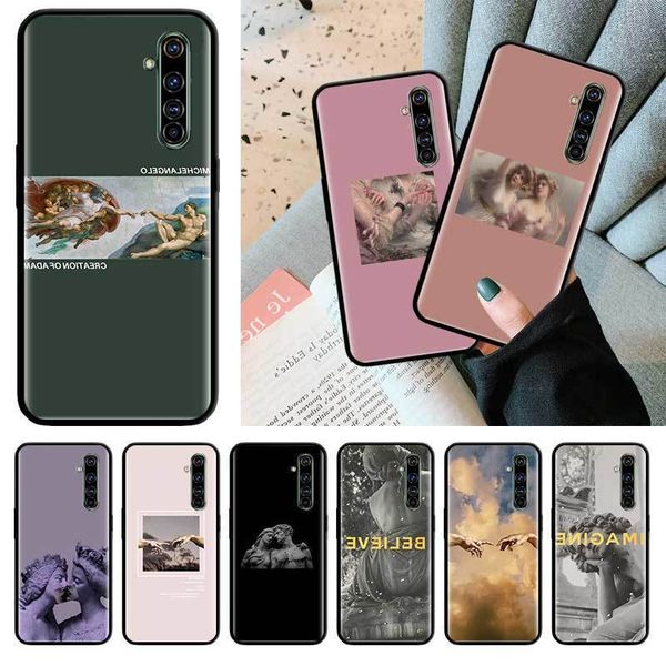 

черный tpu капа для realme 6 6i 5 5i c3 xt x2 pro x50 5g narzo 10 10а случаи soft phone shell сумка art michelangelo эстетические