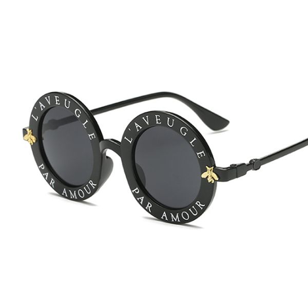 

new english letters small bees round sunglasses women brand designer fashion glasses uv400