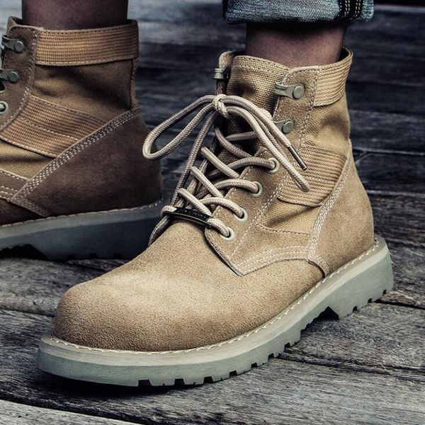 

new autumn winter tactical boots for men fashion vintage desert men martin boots thick ankle boots male, Black