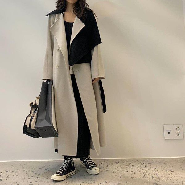 

women's wool & blends return sheet] style dongdamen long double faced coat woolen in winter 2021, Black
