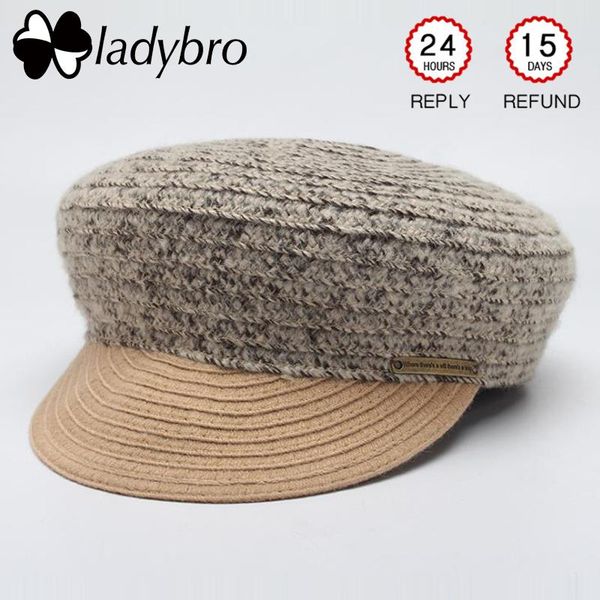 

ladybro осень зима hat женщины трикотажные hat берет женский теплый painter bonnet cap письмо повседневный casquette chapeu feminino, Blue;gray