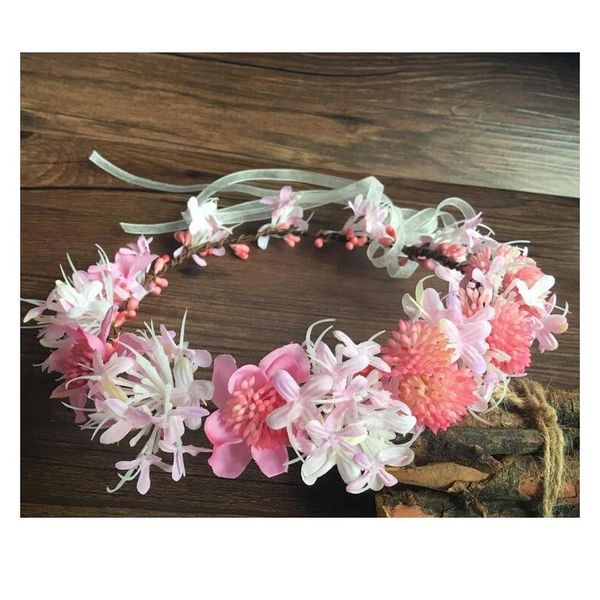 

handmade bridal wedding flower wreath holiday hair headdress flower crown korean hair accessories adjustable party qylmgj