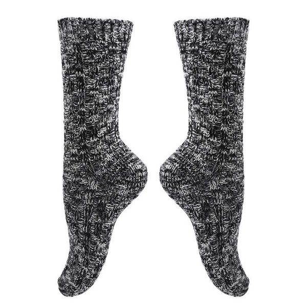 

autumn winter women soft snow knitting wool socks vintage ladies warm thicken socks basic sox female sport, Black