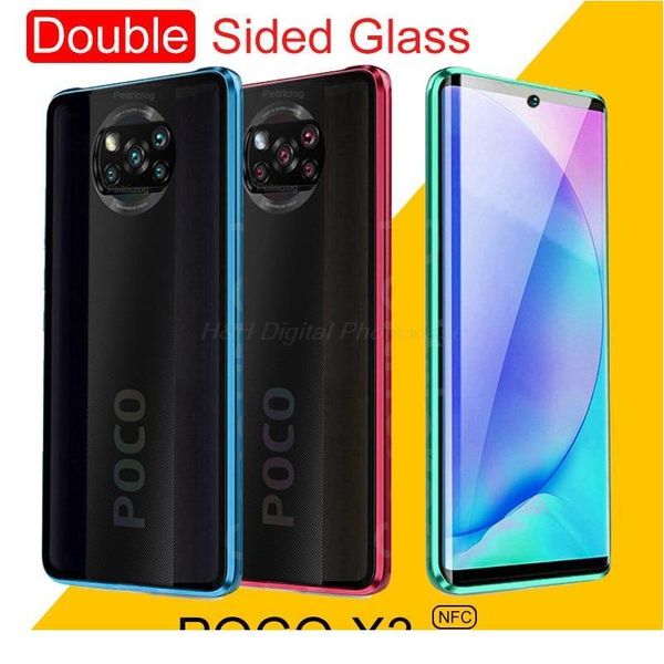 

double sided magnetic metal case for xiaomi redmi note 9 9s 8 8t 7 9a 9c k20 10 9t cc9 qyllur