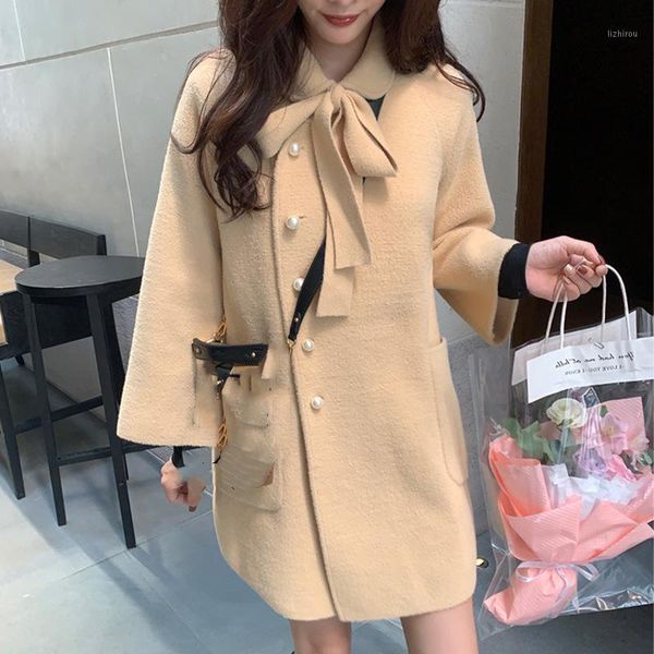 

2021 new winter fashion ladies coat casual women overcoat loose solid color thicken female outerwear1, Black