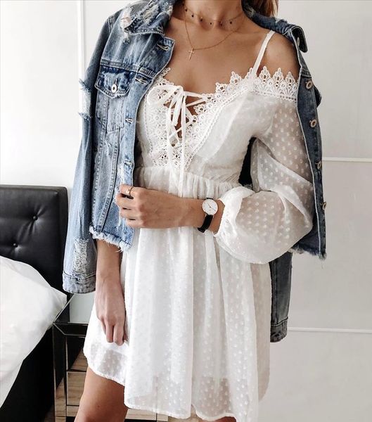 

elegant white lace strapless strap dress women bandage sweet hollow out mini dress fall summer beach fairy vestidos, Black;gray