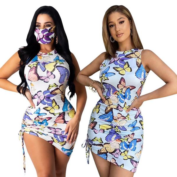 

cutubly backless with mask mini bodycon dress butterfly print dresses for women sleeveless bandage club dresses clubwear, Black;gray
