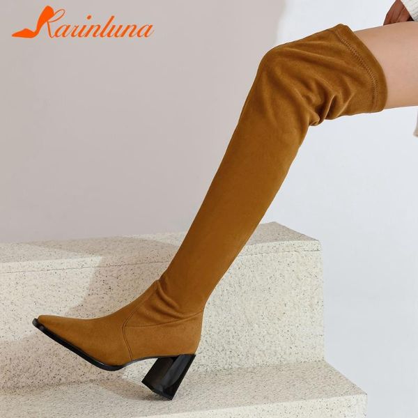 

karin new arrival fashionable woman shoes over-the-knee boots strange style heels solid autumn winter, Black