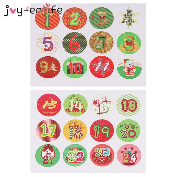 

stickers paper advent christmas calendar 1-24 numbers sticker navidad kerst decoration for home natal supply