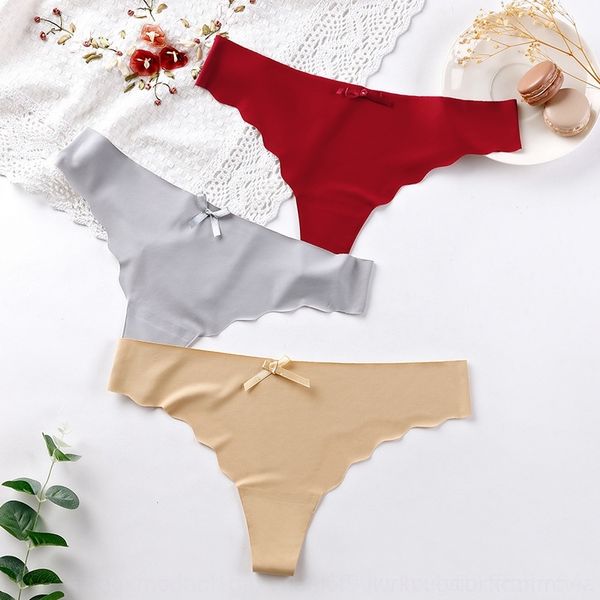 

hc0i solid color ice silk panties seamless low rise will women underwear lingerie thongs t back g sandy sport and string women clothes, Black;white