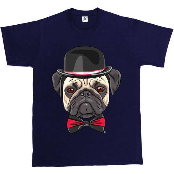 

sport 2019 men fashion posh pug bowler hat & bowtie pug mens t-shirt tee shirt